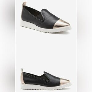 KWOT Karl Lagerfeld Leather Slip-On Shoes, black gold, flats